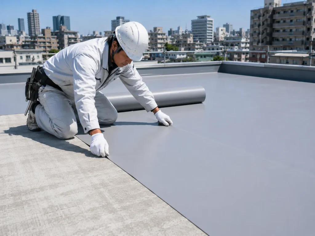 塩ビシート防水工事（溶接施工）